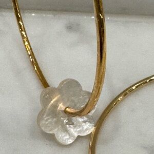 ✨ ASHA Mother of Pearl Clover Hoop Earrings – Gold Tone